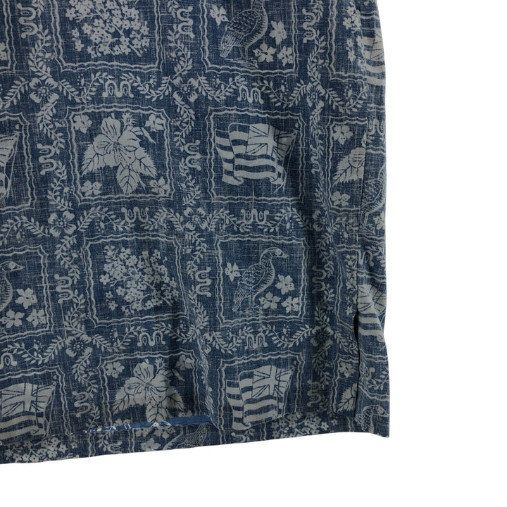 80'S Reyn Spooner Gold Tag All-Over Print Pullover Button-Down Hawaiian Aloha Shirt Men's S Size Vintage cotton Blue type light blue Vintage Second Hand