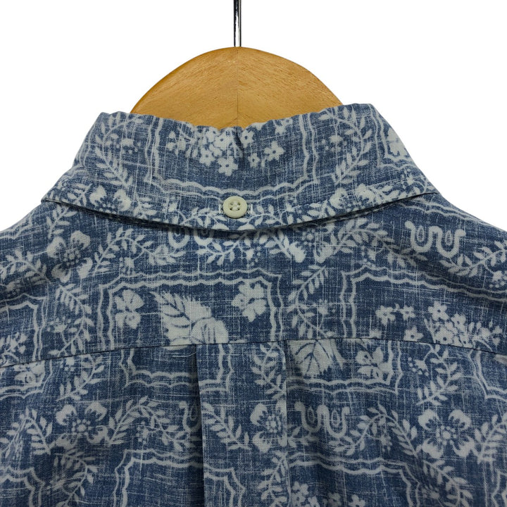80'S Reyn Spooner Gold Tag All-Over Print Pullover Button-Down Hawaiian Aloha Shirt Men's S Size Vintage cotton Blue type light blue Vintage Second Hand