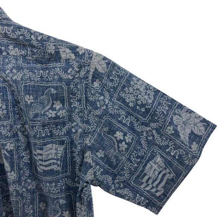80'S Reyn Spooner Gold Tag All-Over Print Pullover Button-Down Hawaiian Aloha Shirt Men's S Size Vintage cotton Blue type light blue Vintage Second Hand