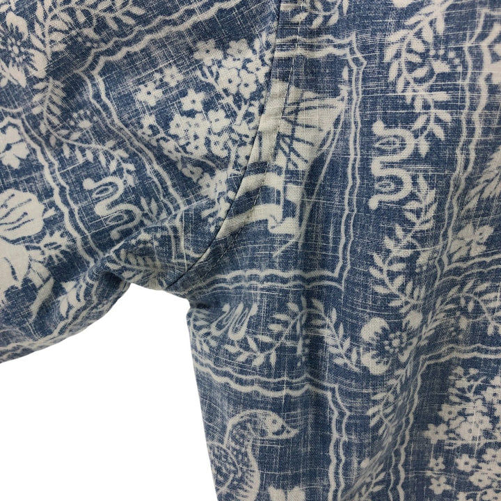 80'S Reyn Spooner Gold Tag All-Over Print Pullover Button-Down Hawaiian Aloha Shirt Men's S Size Vintage cotton Blue type light blue Vintage Second Hand