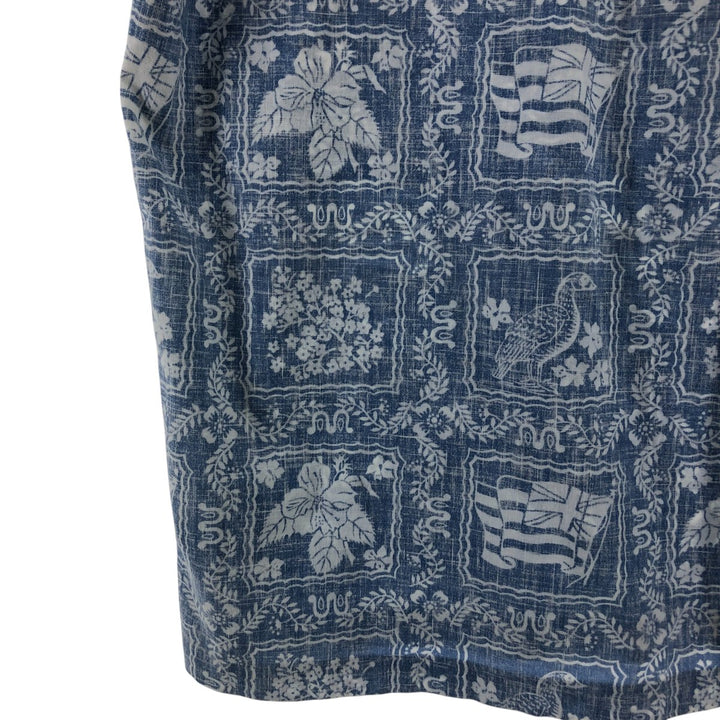 80'S Reyn Spooner Gold Tag All-Over Print Pullover Button-Down Hawaiian Aloha Shirt Men's S Size Vintage cotton Blue type light blue Vintage Second Hand