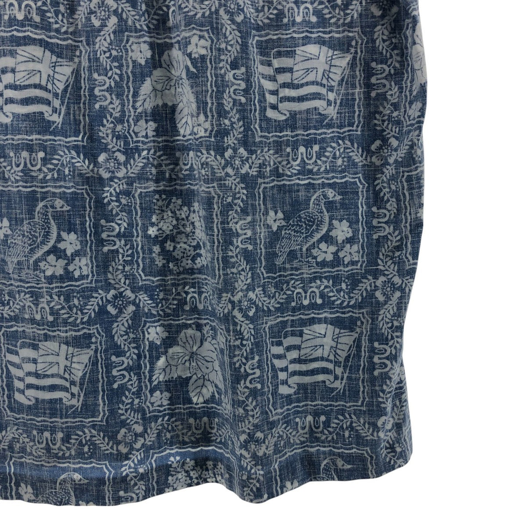 80'S Reyn Spooner Gold Tag All-Over Print Pullover Button-Down Hawaiian Aloha Shirt Men's S Size Vintage cotton Blue type light blue Vintage Second Hand