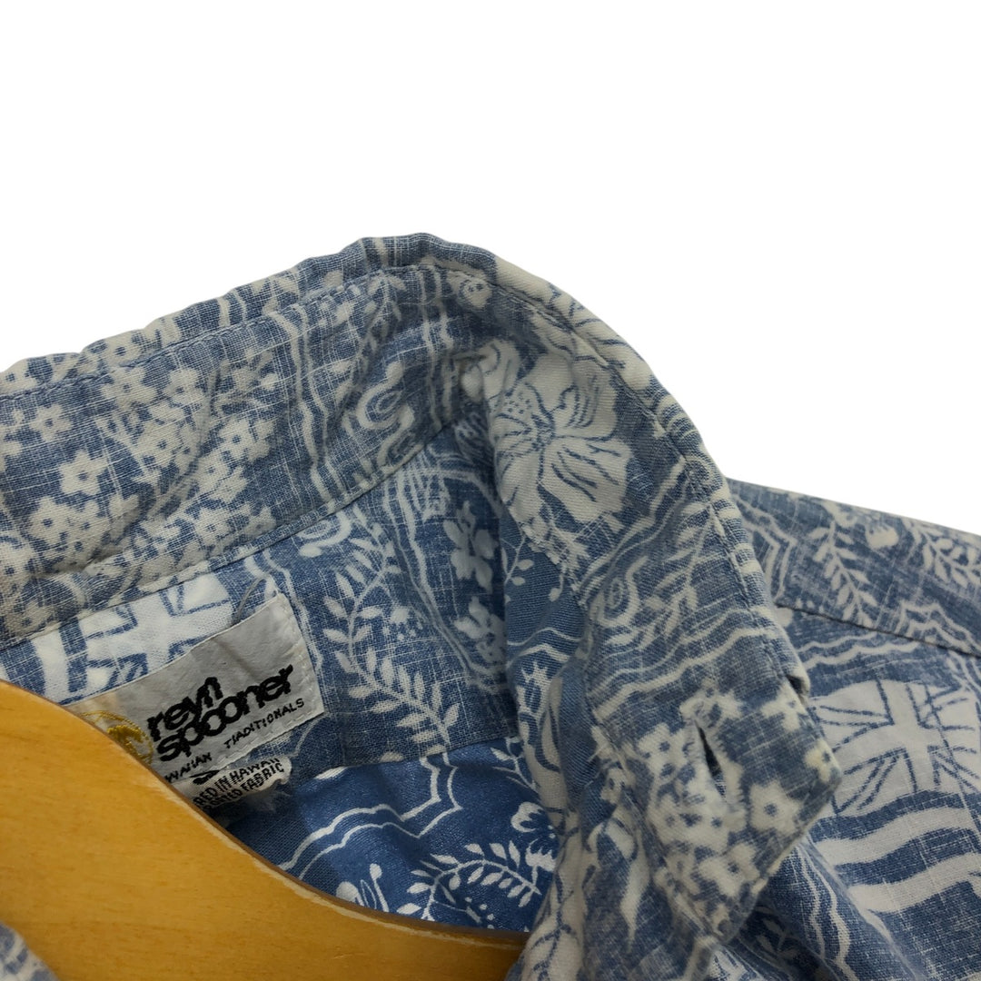80'S Reyn Spooner Gold Tag All-Over Print Pullover Button-Down Hawaiian Aloha Shirt Men's S Size Vintage cotton Blue type light blue Vintage Second Hand