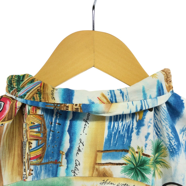 00'S Reyn Spooner THE BEACH BOYS all-over print rayon Hawaiian aloha shirt box shirt made in Hawaii men's size L Rayon Blue type light blue Vintage Second Hand