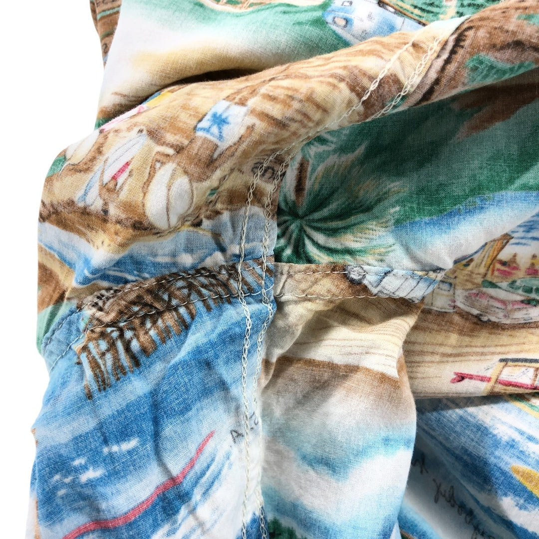 00'S Reyn Spooner THE BEACH BOYS all-over print rayon Hawaiian aloha shirt box shirt made in Hawaii men's size L Rayon Blue type light blue Vintage Second Hand