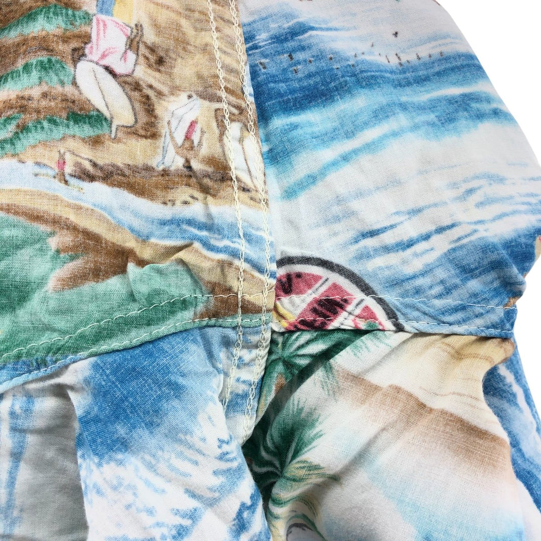 00'S Reyn Spooner THE BEACH BOYS all-over print rayon Hawaiian aloha shirt box shirt made in Hawaii men's size L Rayon Blue type light blue Vintage Second Hand