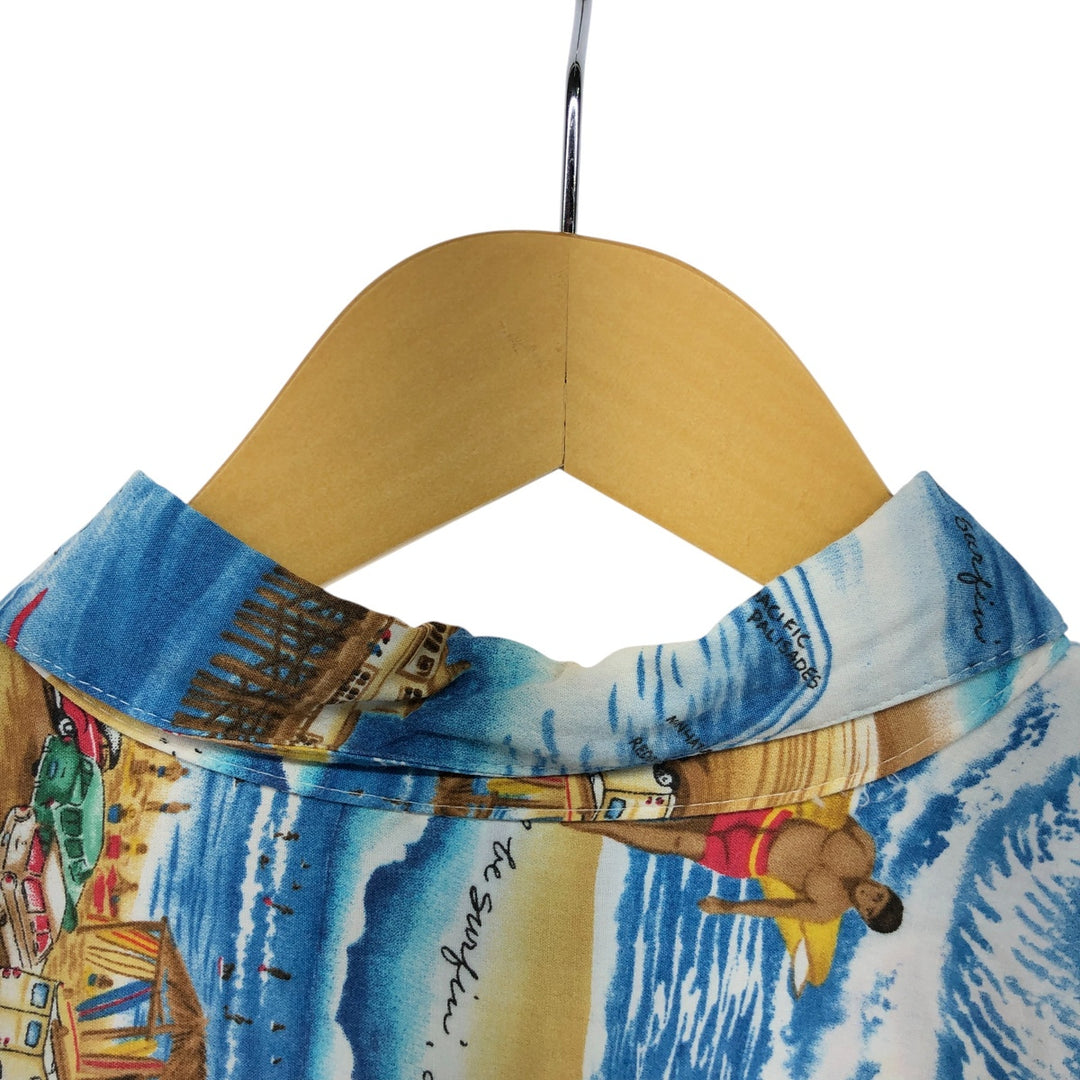 00'S Reyn Spooner THE BEACH BOYS all-over print rayon Hawaiian aloha shirt box shirt made in Hawaii men's size L Rayon Blue type light blue Vintage Second Hand