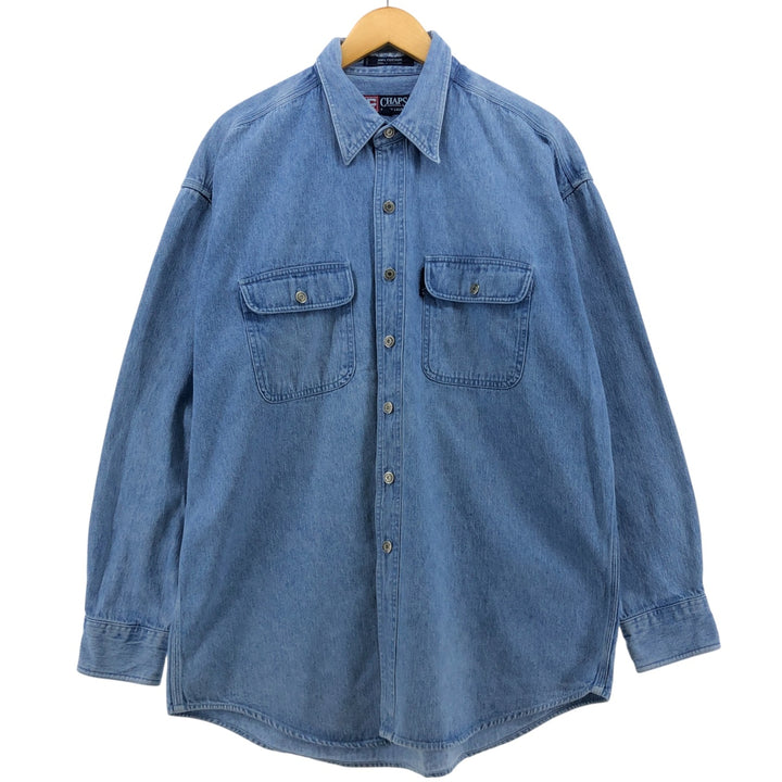 90'S Ralph Lauren CHAPS long sleeve button down denim shirt men's size L vintage cotton blue type Vintage Second Hand