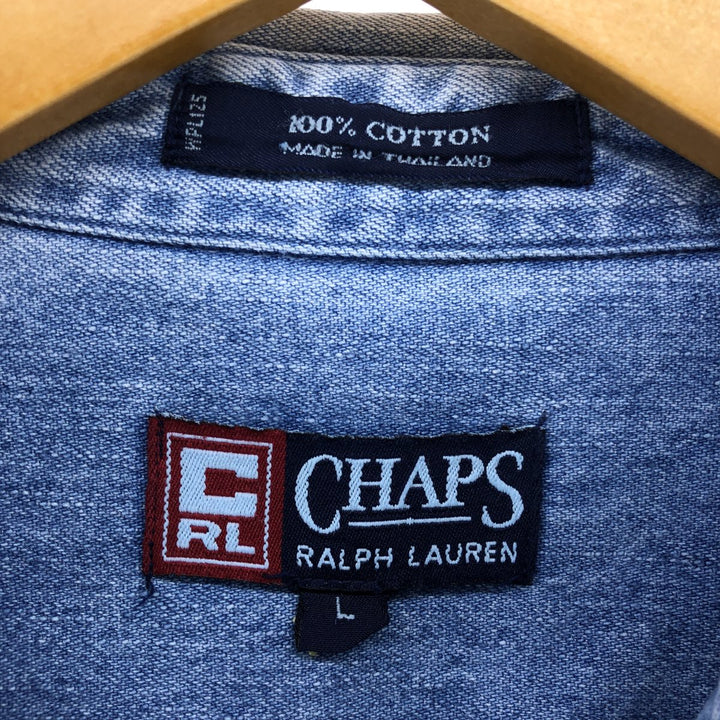 90'S Ralph Lauren CHAPS long sleeve button down denim shirt men's size L vintage cotton blue type Vintage Second Hand