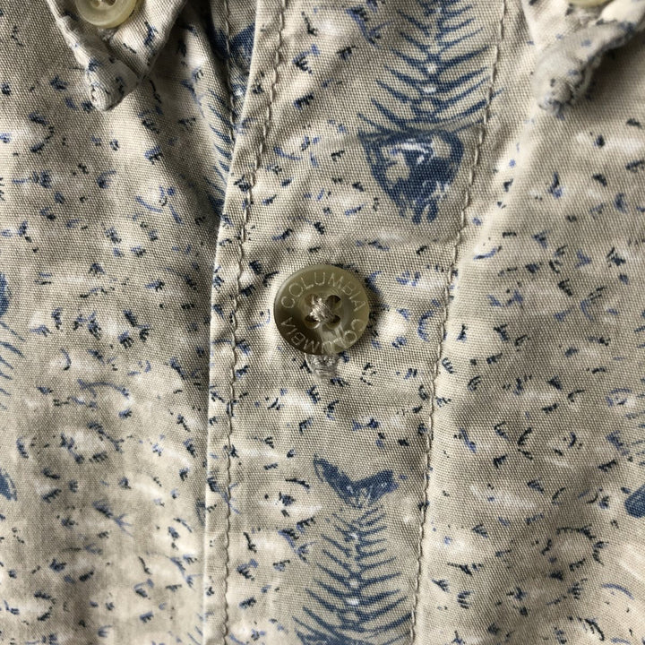 Columbia Sportswear Company Fish Pattern Short Sleeve Button Down Shirt Men's XL cotton gray type Vintage Second Hand