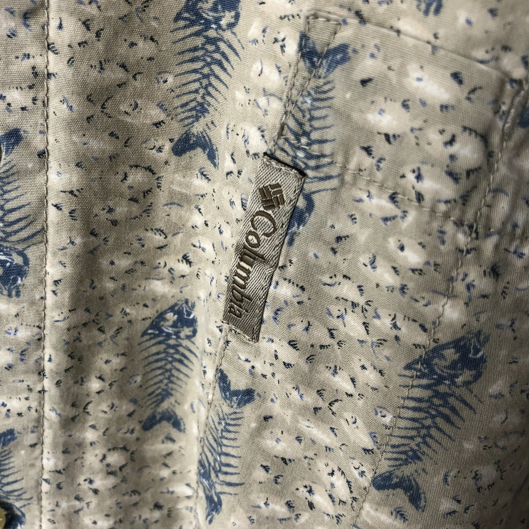 Columbia Sportswear Company Fish Pattern Short Sleeve Button Down Shirt Men's XL cotton gray type Vintage Second Hand