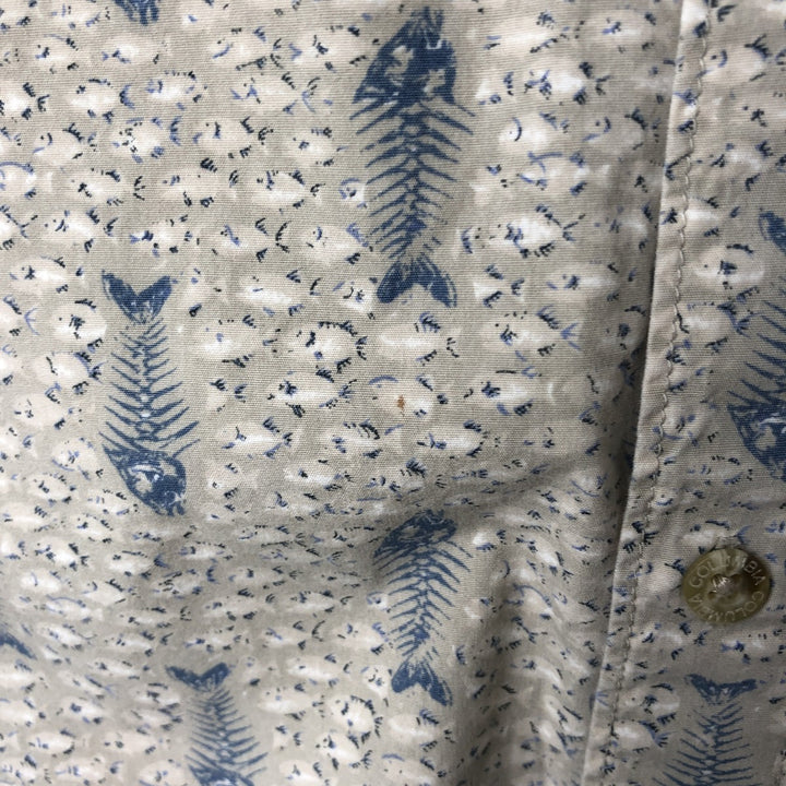 Columbia Sportswear Company Fish Pattern Short Sleeve Button Down Shirt Men's XL cotton gray type Vintage Second Hand