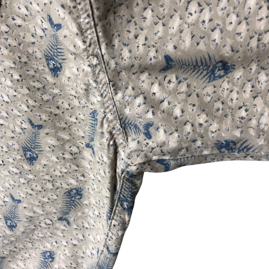 Columbia Sportswear Company Fish Pattern Short Sleeve Button Down Shirt Men's XL cotton gray type Vintage Second Hand