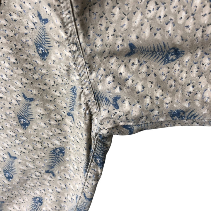 Columbia Sportswear Company Fish Pattern Short Sleeve Button Down Shirt Men's XL cotton gray type Vintage Second Hand