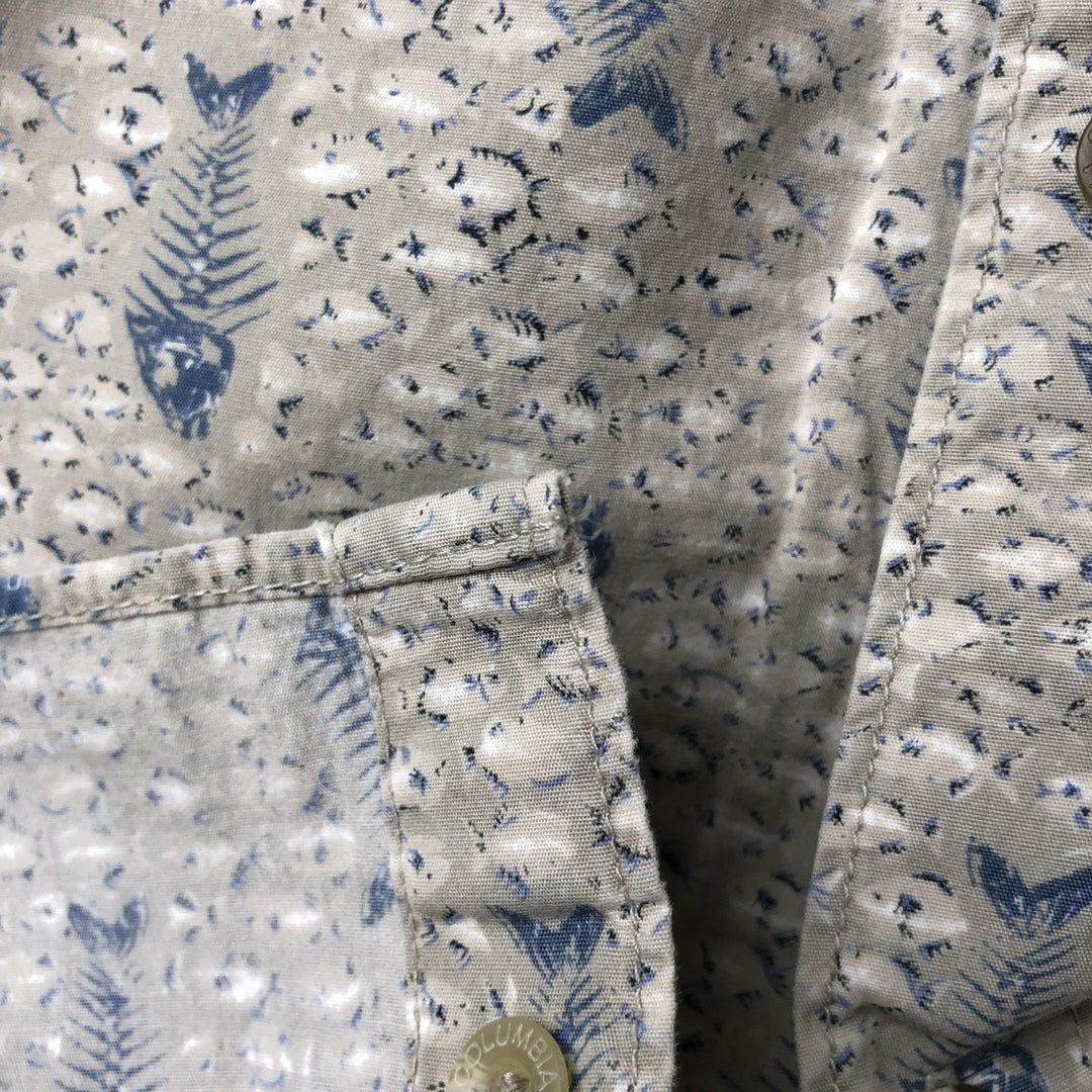 Columbia Sportswear Company Fish Pattern Short Sleeve Button Down Shirt Men's XL cotton gray type Vintage Second Hand