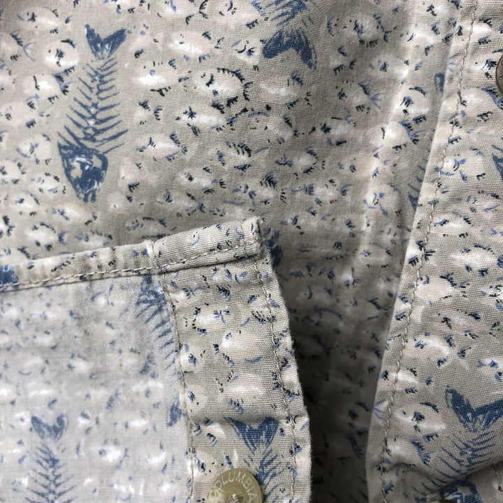 Columbia Sportswear Company Fish Pattern Short Sleeve Button Down Shirt Men's XL cotton gray type Vintage Second Hand