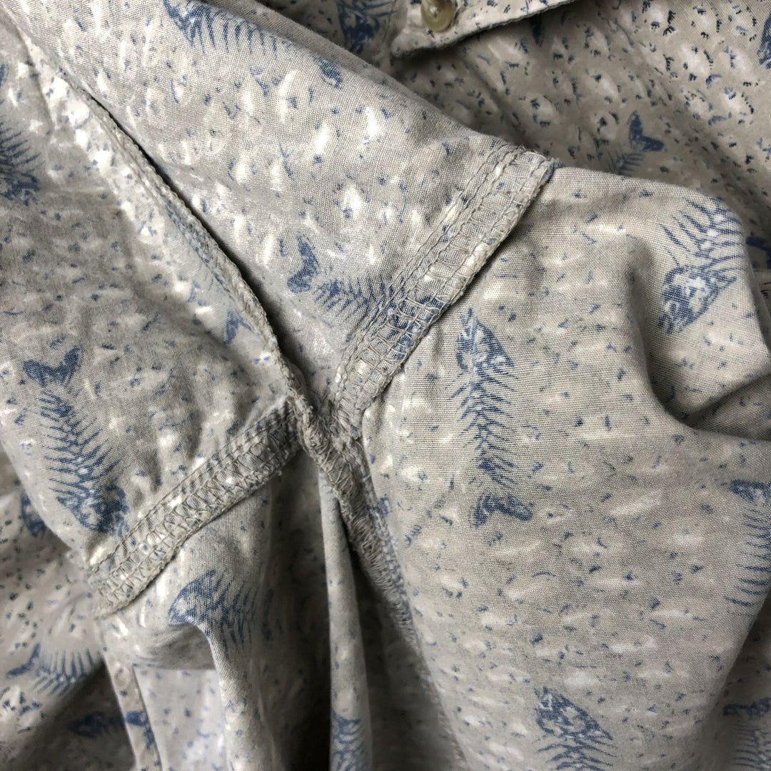 Columbia Sportswear Company Fish Pattern Short Sleeve Button Down Shirt Men's XL cotton gray type Vintage Second Hand