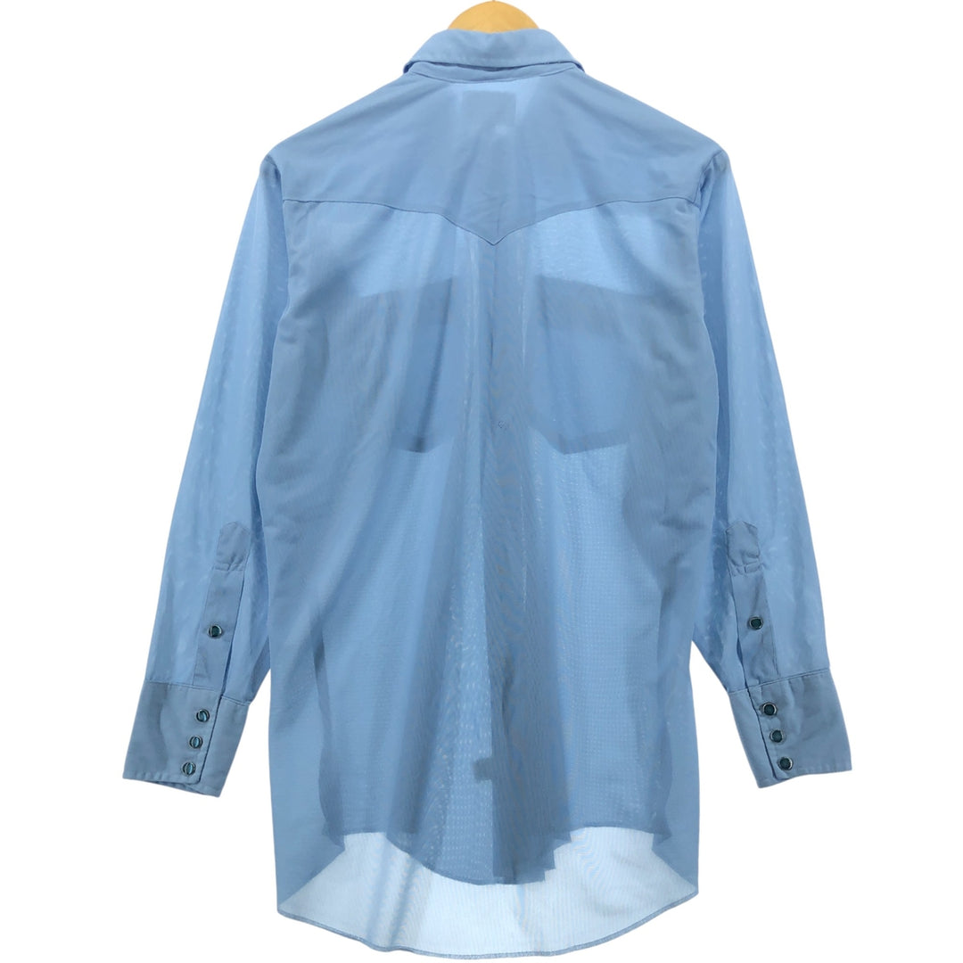 70'S H BAR C Long Sleeve Western Shirt, Men's M Size, Vintage polyester Blue type light blue Vintage Second Hand