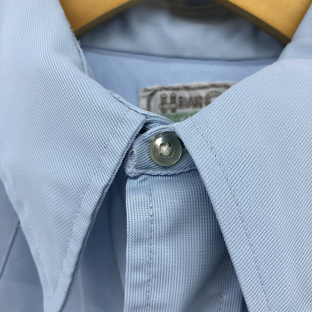 70'S H BAR C Long Sleeve Western Shirt, Men's M Size, Vintage polyester Blue type light blue Vintage Second Hand