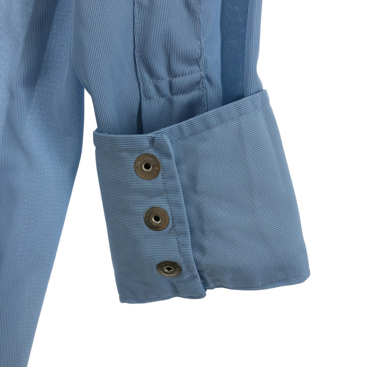 70'S H BAR C Long Sleeve Western Shirt, Men's M Size, Vintage polyester Blue type light blue Vintage Second Hand