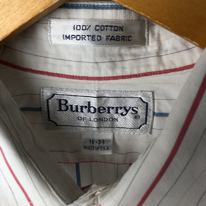 Burberry's BURBERRYS OF LONDON Long Sleeve Striped Shirt Made in USA Men's L Size Vintage cotton white type Vintage Second Hand