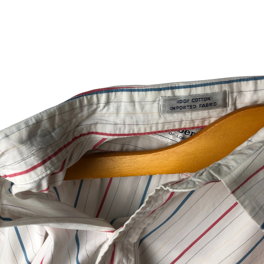 Burberry's BURBERRYS OF LONDON Long Sleeve Striped Shirt Made in USA Men's L Size Vintage cotton white type Vintage Second Hand
