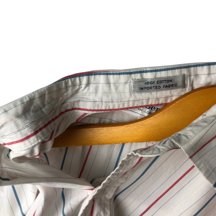 Burberry's BURBERRYS OF LONDON Long Sleeve Striped Shirt Made in USA Men's L Size Vintage cotton white type Vintage Second Hand