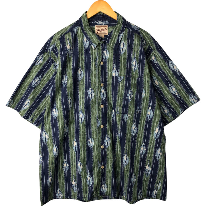 WOOLRICH All-over print short-sleeve cotton shirt, box shirt, men's XL size cotton navy blue type Vintage Second Hand