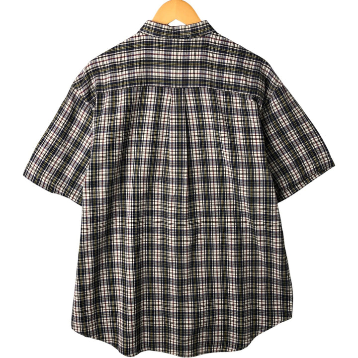 Eddie Bauer short sleeve button down check shirt, men's size L cotton white type Vintage Second Hand