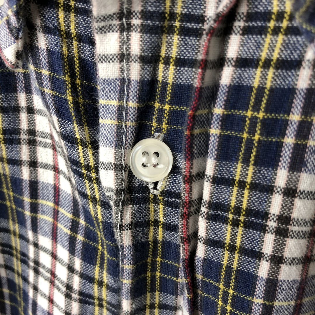 Eddie Bauer short sleeve button down check shirt, men's size L cotton white type Vintage Second Hand
