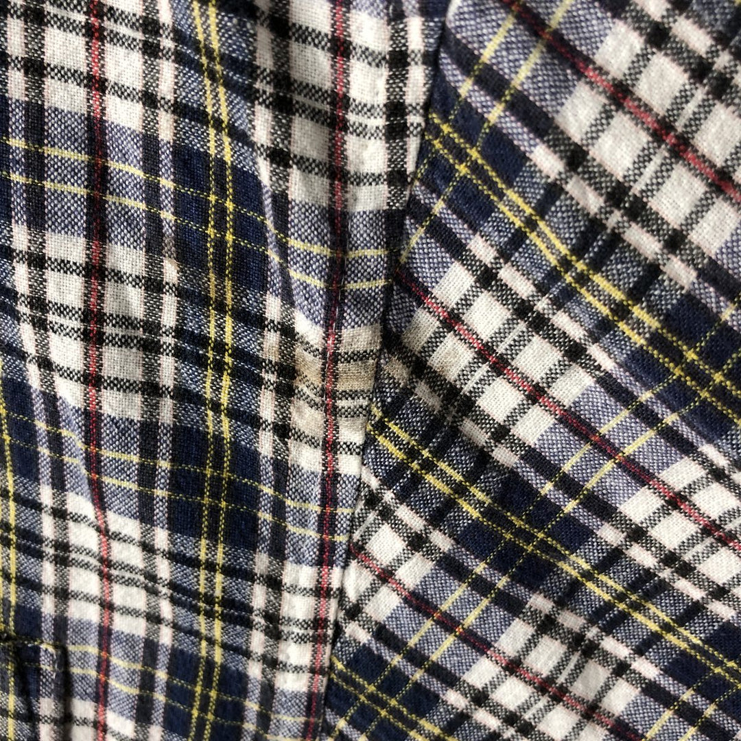 Eddie Bauer short sleeve button down check shirt, men's size L cotton white type Vintage Second Hand