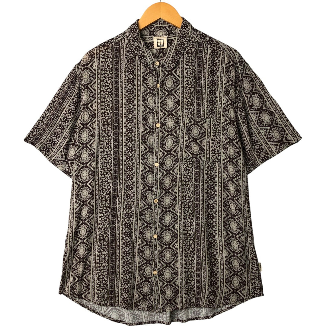 insight All-over print short-sleeve rayon shirt, men's size M Viscose brown type Vintage Second Hand