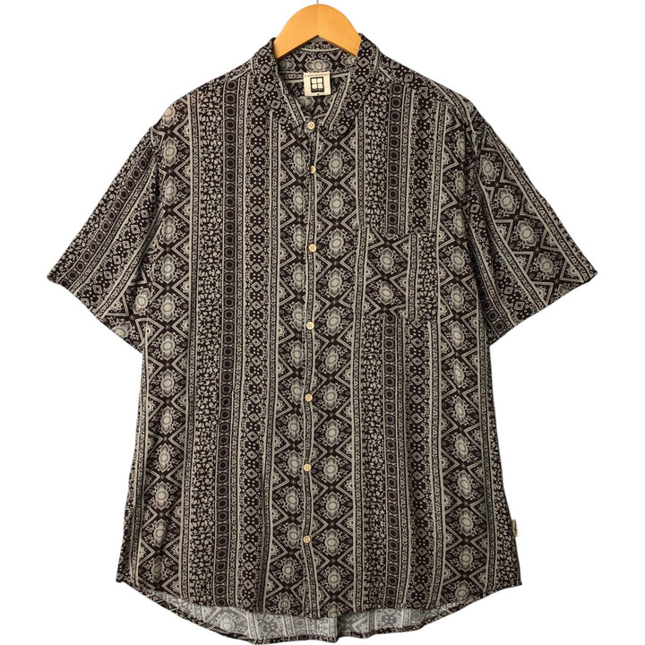 insight All-over print short-sleeve rayon shirt, men's size M Viscose brown type Vintage Second Hand