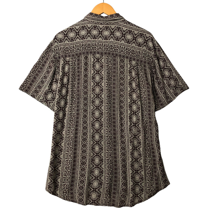 insight All-over print short-sleeve rayon shirt, men's size M Viscose brown type Vintage Second Hand