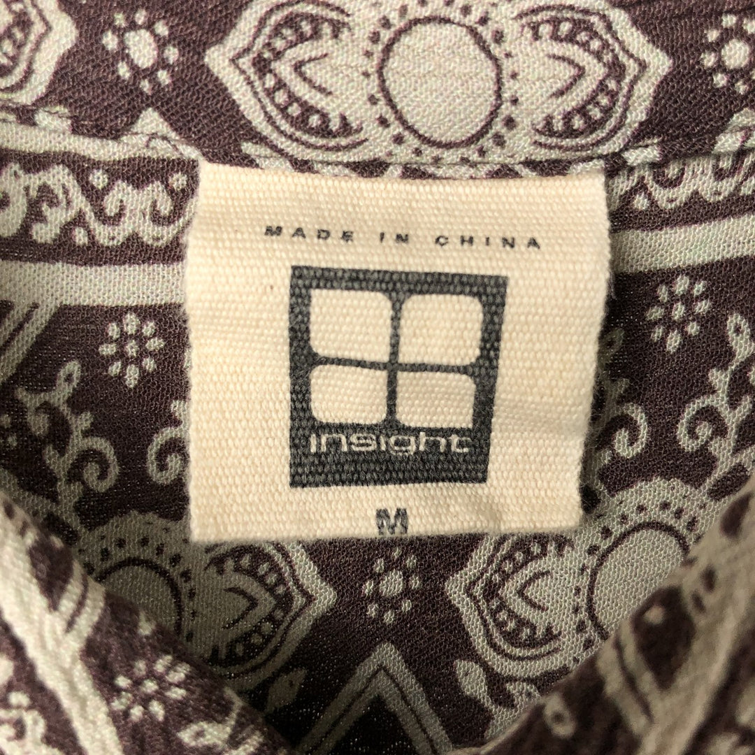 insight All-over print short-sleeve rayon shirt, men's size M Viscose brown type Vintage Second Hand