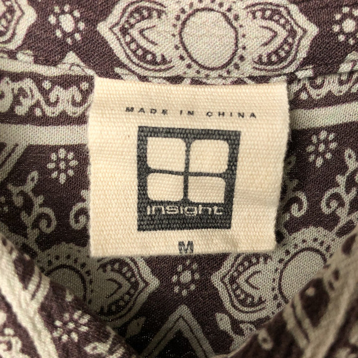 insight All-over print short-sleeve rayon shirt, men's size M Viscose brown type Vintage Second Hand