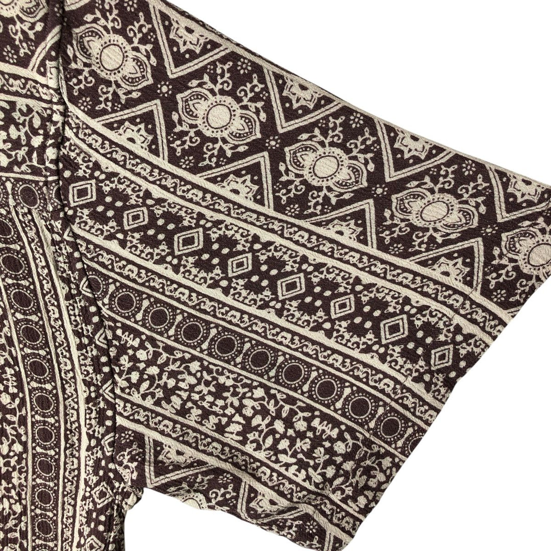 insight All-over print short-sleeve rayon shirt, men's size M Viscose brown type Vintage Second Hand