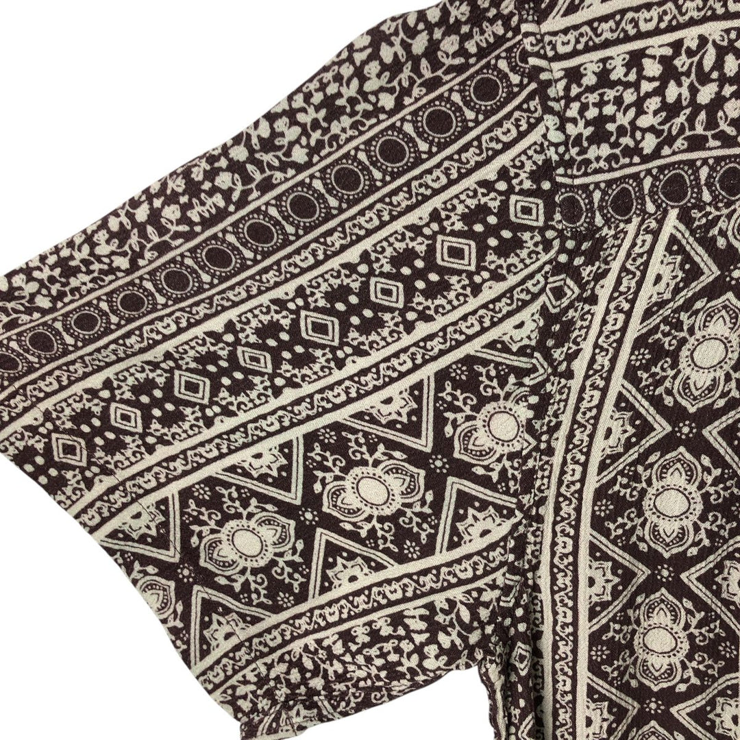 insight All-over print short-sleeve rayon shirt, men's size M Viscose brown type Vintage Second Hand