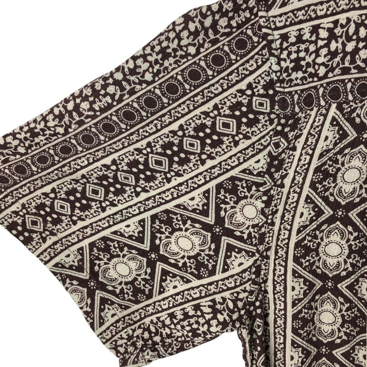 insight All-over print short-sleeve rayon shirt, men's size M Viscose brown type Vintage Second Hand