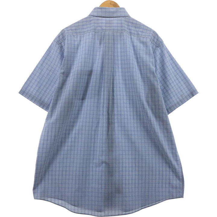 Brooks Brothers Est.1818 MADISON short sleeve button down check shirt, men's XL size cotton blue type Vintage Second Hand