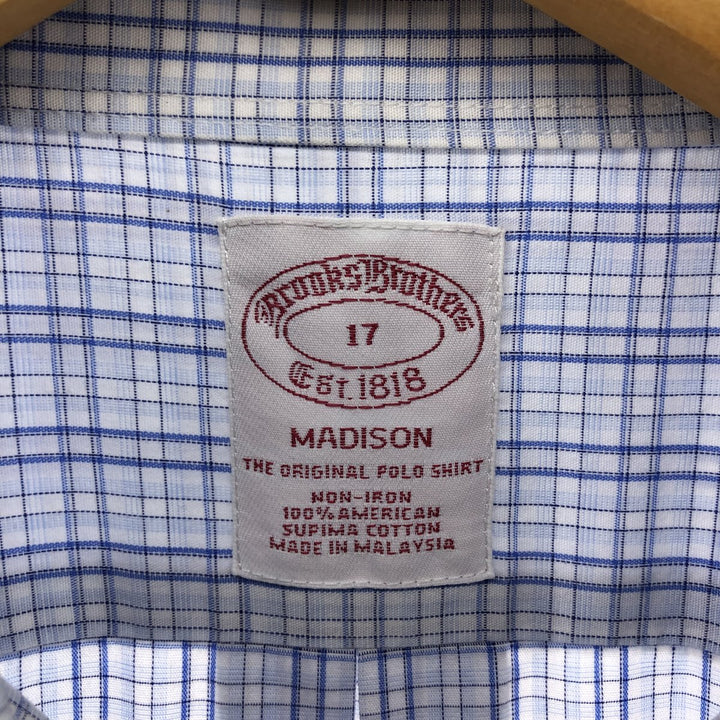 Brooks Brothers Est.1818 MADISON short sleeve button down check shirt, men's XL size cotton blue type Vintage Second Hand