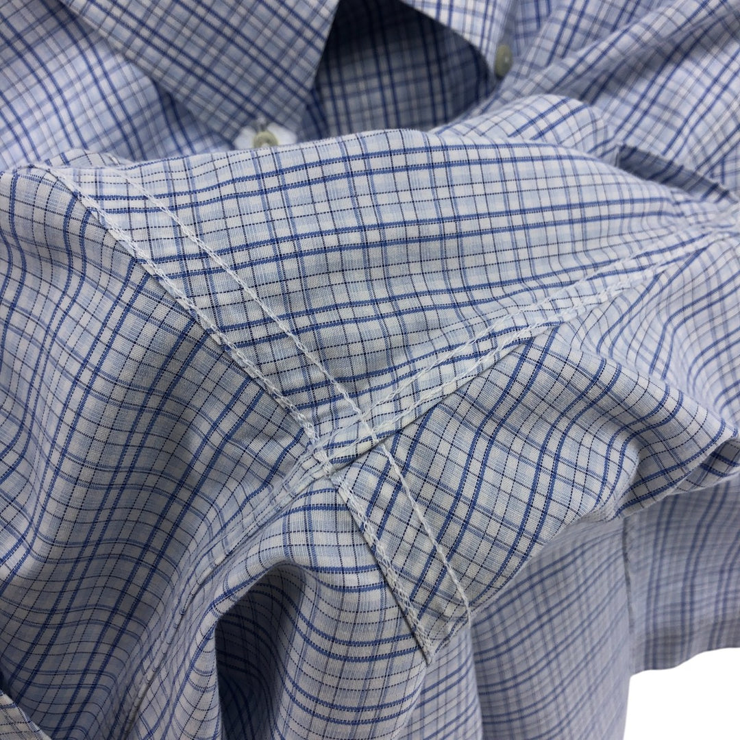 Brooks Brothers Est.1818 MADISON short sleeve button down check shirt, men's XL size cotton blue type Vintage Second Hand