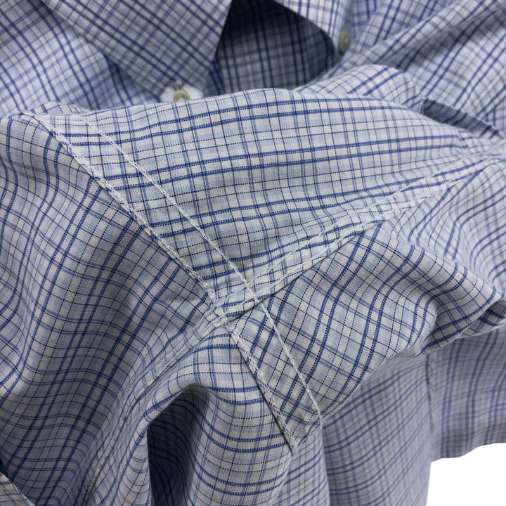 Brooks Brothers Est.1818 MADISON short sleeve button down check shirt, men's XL size cotton blue type Vintage Second Hand