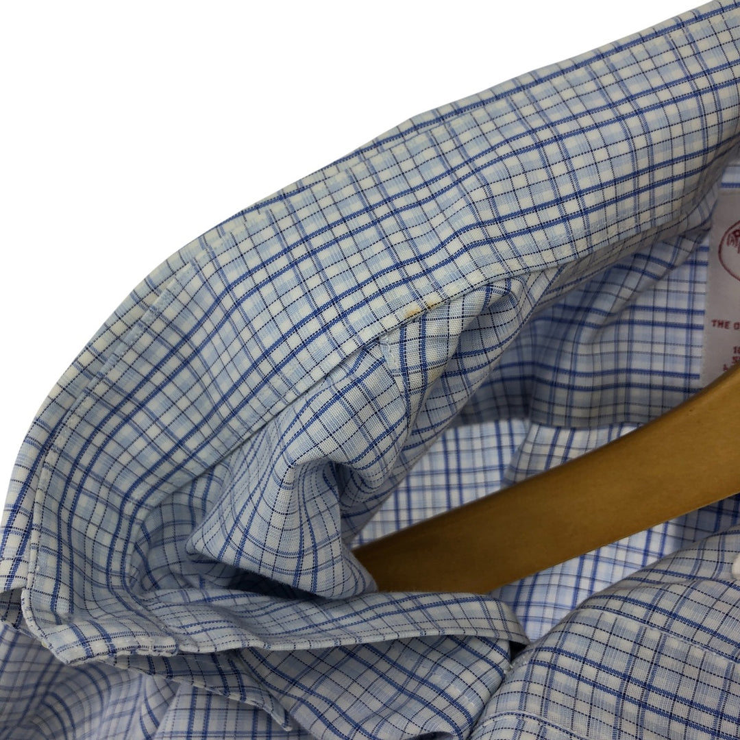 Brooks Brothers Est.1818 MADISON short sleeve button down check shirt, men's XL size cotton blue type Vintage Second Hand