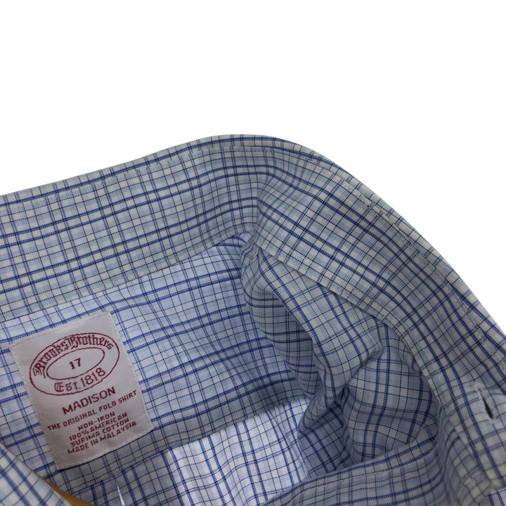 Brooks Brothers Est.1818 MADISON short sleeve button down check shirt, men's XL size cotton blue type Vintage Second Hand
