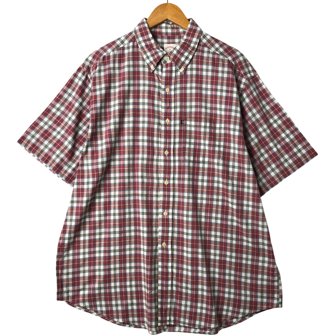 Brooks Brothers 346 short sleeve button down check shirt, men's size XL cotton red type Vintage Second Hand