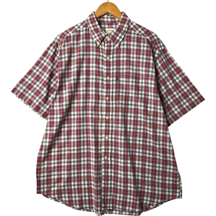 Brooks Brothers 346 short sleeve button down check shirt, men's size XL cotton red type Vintage Second Hand