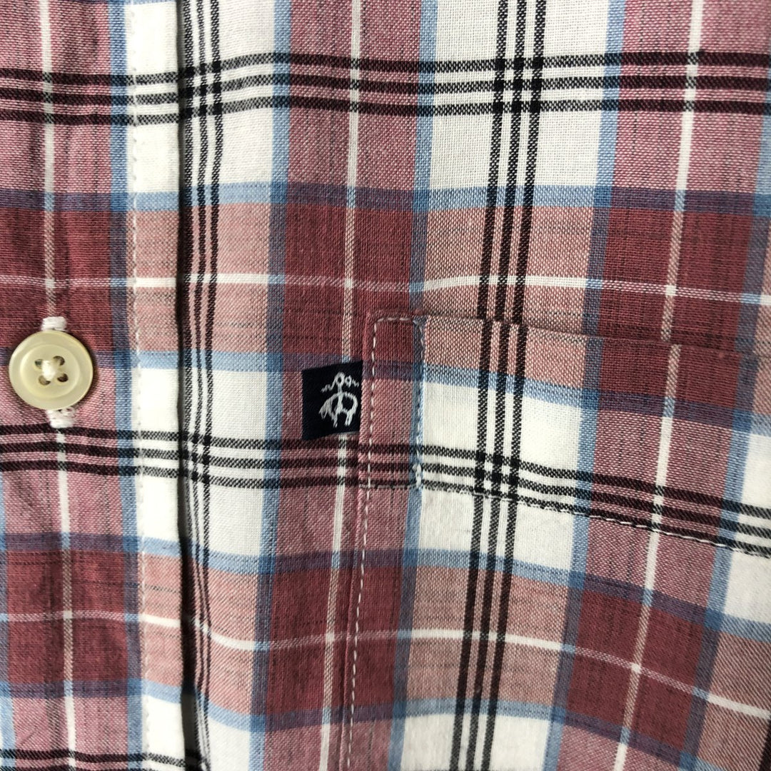 Brooks Brothers 346 short sleeve button down check shirt, men's size XL cotton red type Vintage Second Hand