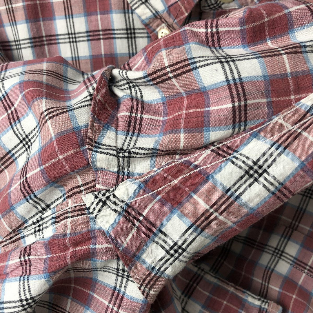 Brooks Brothers 346 short sleeve button down check shirt, men's size XL cotton red type Vintage Second Hand