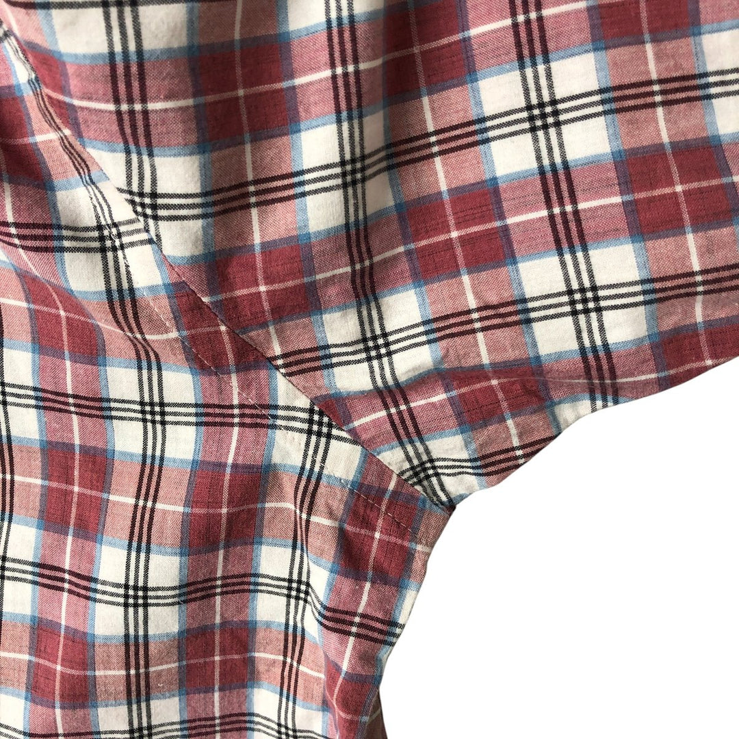 Brooks Brothers 346 short sleeve button down check shirt, men's size XL cotton red type Vintage Second Hand